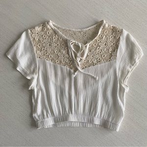 Off-white Floral Lace Crop Top